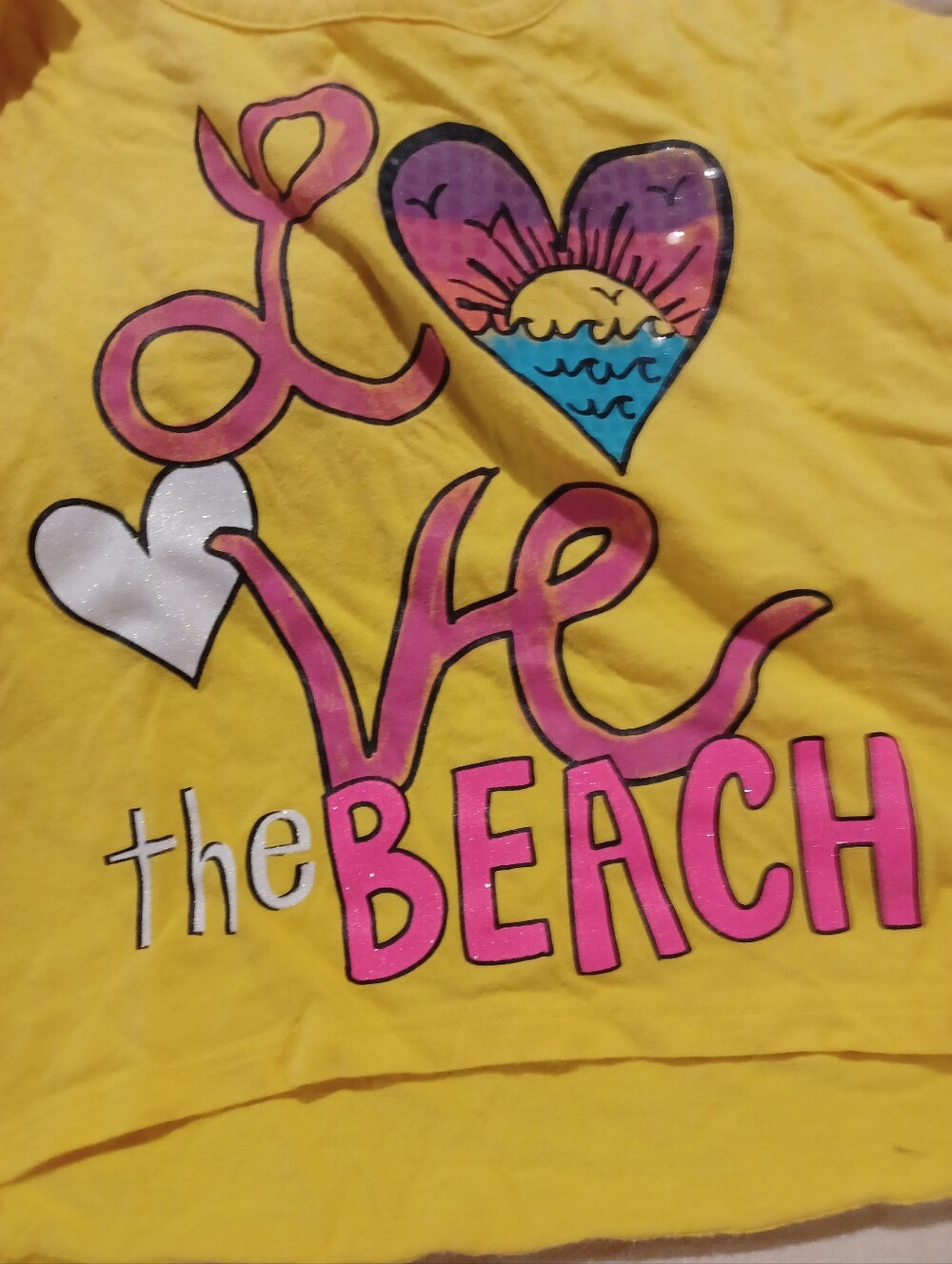 SO Yellow 'Love the Beach' Graphic Tee with Pink Accents